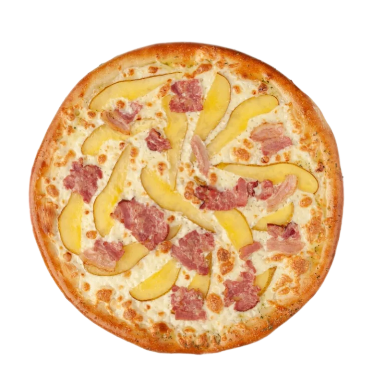 pizza-pera-tocino-queso-mozzarella-vista-arriba-fondo-blanco-aislado